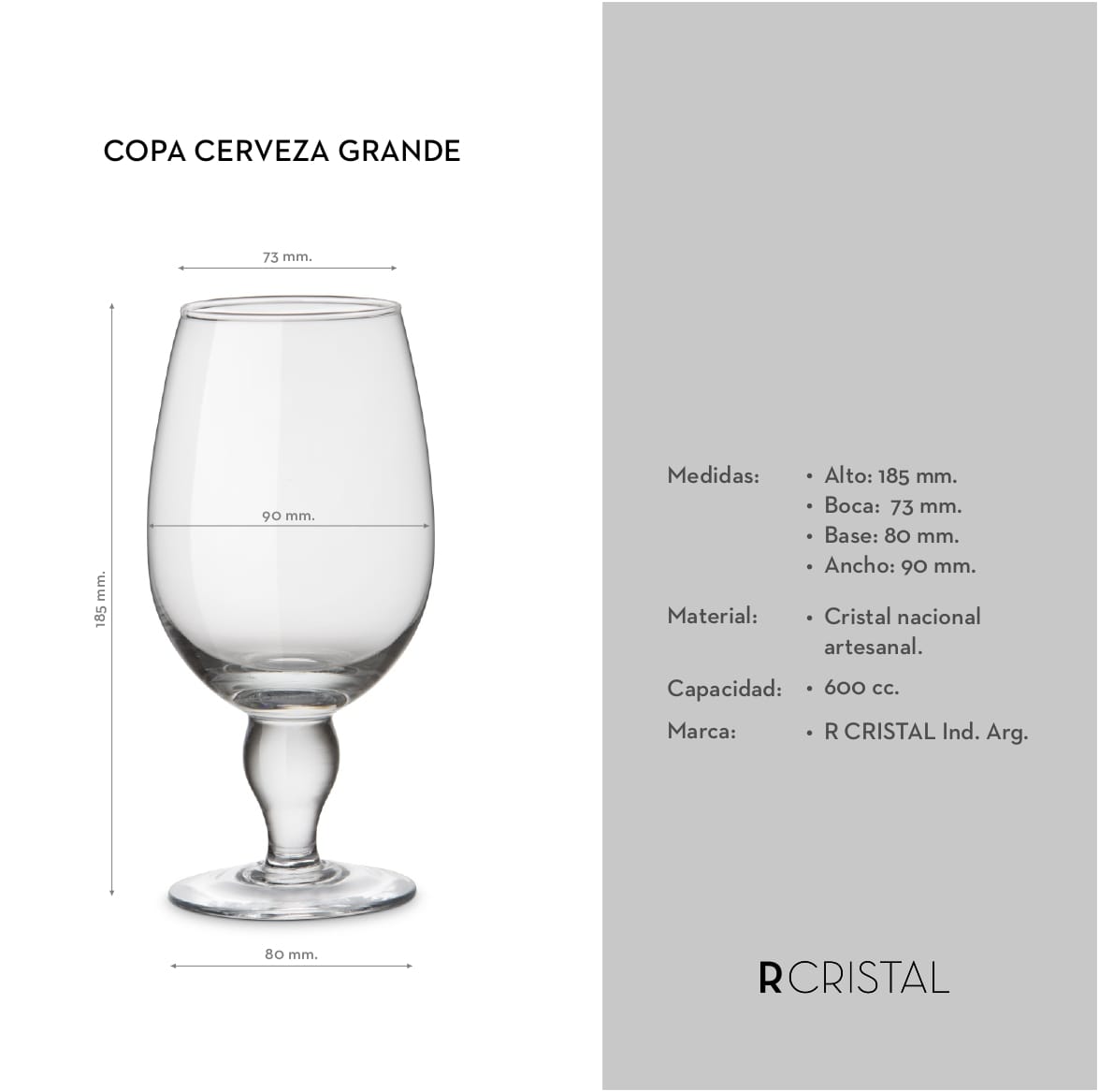 Copa Cerveza Grande 600ml - Caja x12 u. - Imagen 3