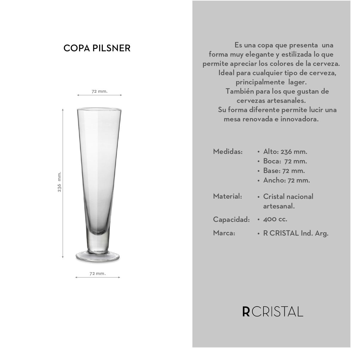 Copa Pilsner 400ml - Caja x12 u. - Imagen 3