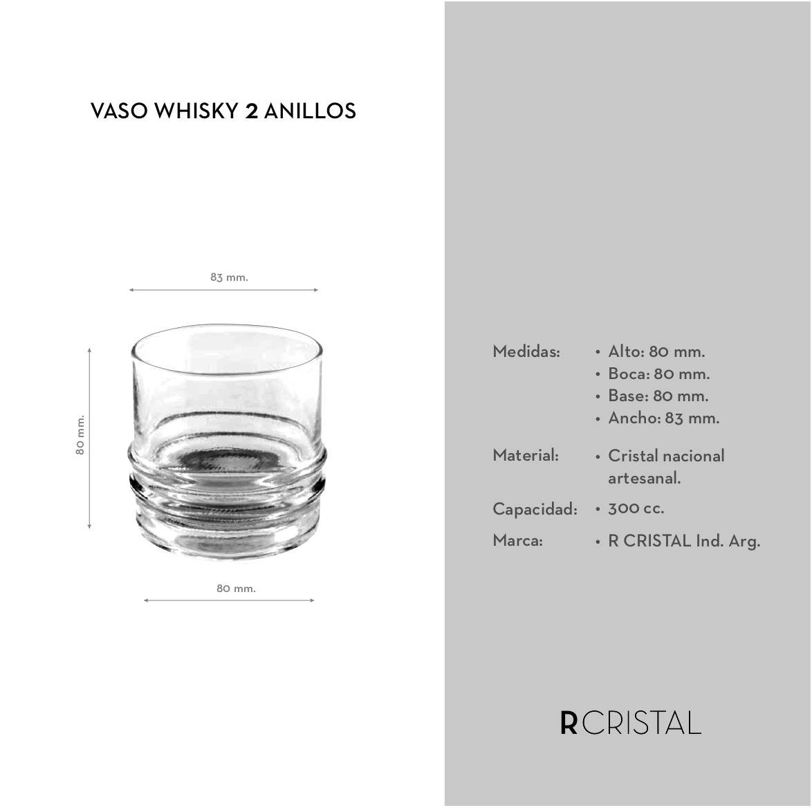 Vaso Whisky 2 Anillos Cristal - Imagen 3