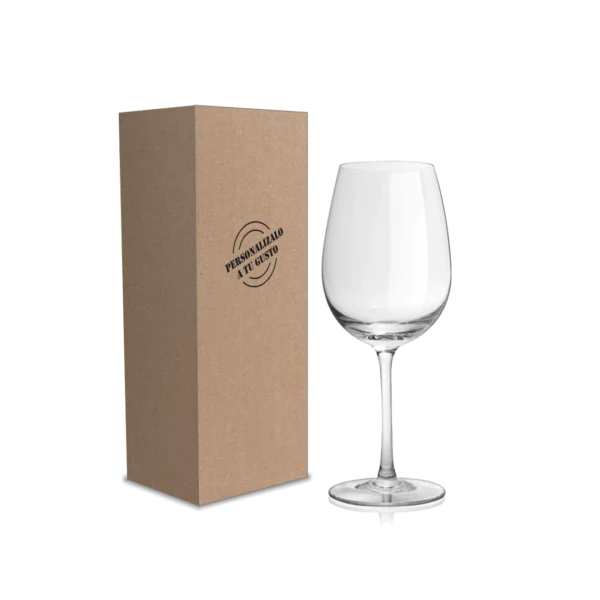 Set de caja Kraft con grabado SIN CARGO + Copa Bordeaux