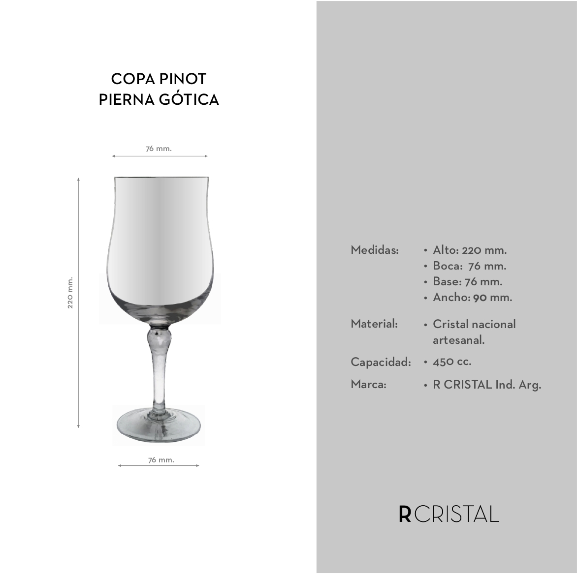 Copa Pinot Pierna Gótica 450ml - Imagen 3