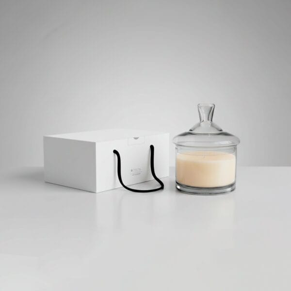 Tarro con tapa con vela 13x8 en caja